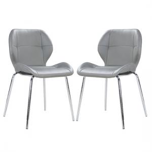 Darcy Dining Chair In Grey Faux Leather in A Pair