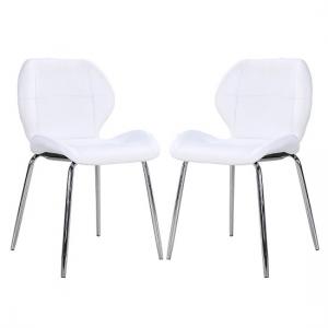 Darcy Dining Chair In White Faux Leather in A Pair