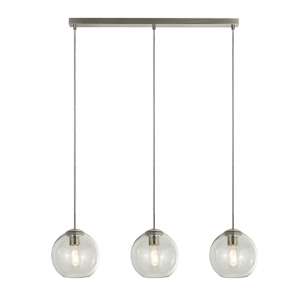 3 Lights Bar Pendant Ceiling Light In Clear Glass