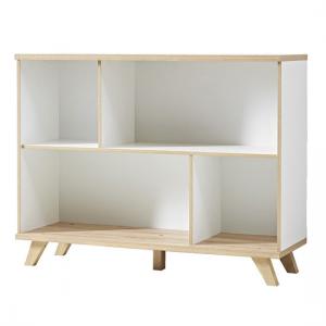 Ohio Shelving Unit In White And Solid Oak With 4 Shelf