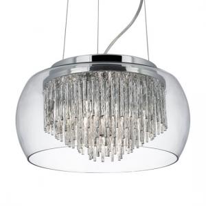 Clear Glass Shade 4 Light Pendant With Aluminium Spiral Tubes