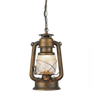 Miners 1 Light Lantern Pendant In Black Gold With White Glass