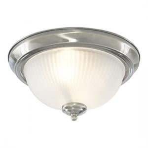 Chrome 2 Lamp Bathroom Ceiling Light With Opaque Ribbed Glass