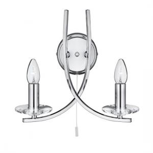 Ascona 2 Lamp Chrome Twist Wall Light With Clear Glass Sconces