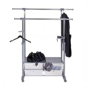 Thomas 2 Double Clothes Rack Railing With 4 Plastic Drawer