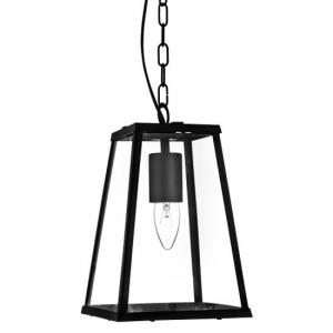 Voyager Matt Black Tapered Bar Lantern With Clear Glass Shade