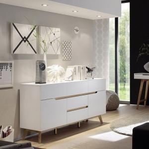 Merina Sideboard In Matt White And Oak With 2 Doors