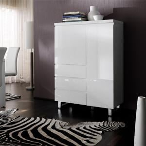 Sydney Sideboard In White High Gloss With 2 Door And 3 Drawers