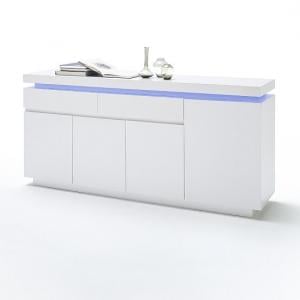 Odessa Large Sideboard 2 Drawer 4 Door High Gloss White With LED