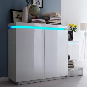 Odessa 2 Door Sideboard in High Gloss White With LED