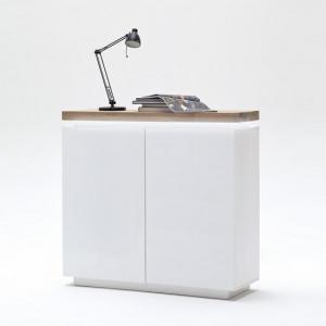 Romina Sideboard In Knotty Oak And Matt White With LED Light