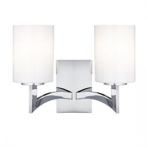 Gina 2 Lamp Chrome Wall Light With Opal Glass Cylinder Shades