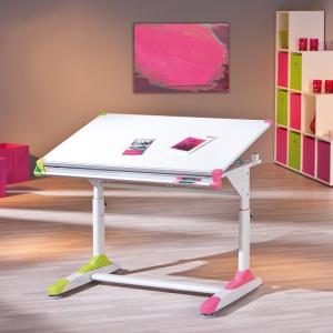Dexter Children Computer Desk In White With Pink And Green Alter