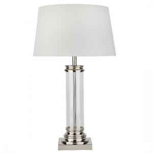 Beautifull Table Lamp In Glass Column And Satin Silve
