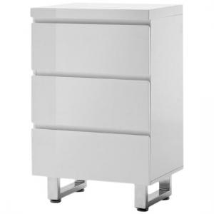 Sydney 3 Drawer Chest In White High Gloss With Chrome Base