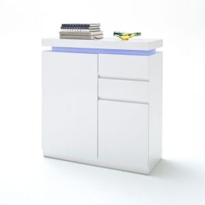 Odessa Shoe Cabinet In White Gloss 2 Doors 2 Drawers With LEDs