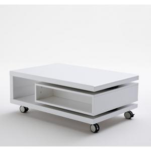 Angela Coffee Table High Gloss White With Pull Out Drawer