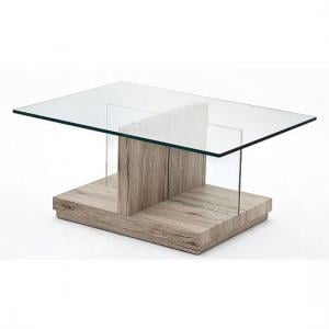 Lina Glass Coffee Table With Oak Base