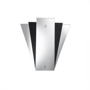 Deco Fan Style Mirror Wall Lamp With Black Glass Panel