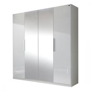 Add On D White Wardrobe In Gloss Fronts With 4 Doors 2 Mirrors