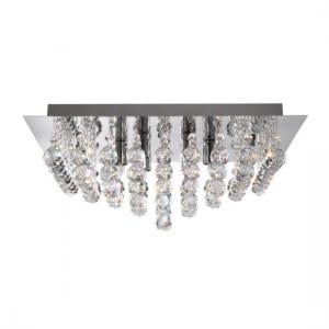 Hanna 6 Lamp Chrome Square Ceiling Light With Crystal Balls