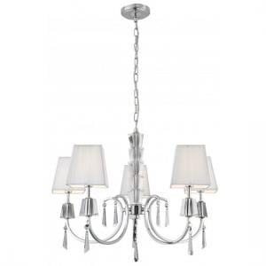 Portico Chrome 5 Light Fitting With Crystal Drops