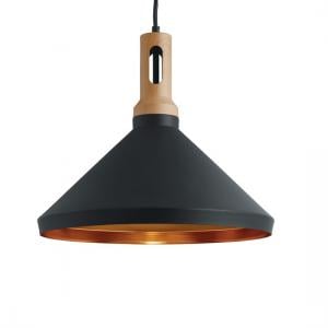 Cone Matt Black Pendant Lamp With Adjustable Ceiling Height