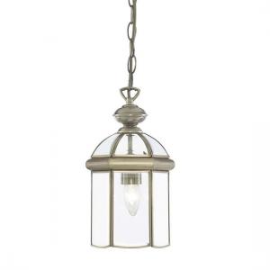 Dome Shaped Antique Brass Lantern Pendant With Bevelled Glass