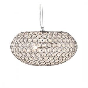 Chantilly 3 Lamp Chrome Oval Pendant With Clear Crystal Buttons