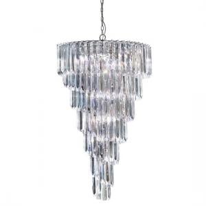 Sigma 9 Lamp Chrome Spiral Ceiling Light With Acrylic Prisms