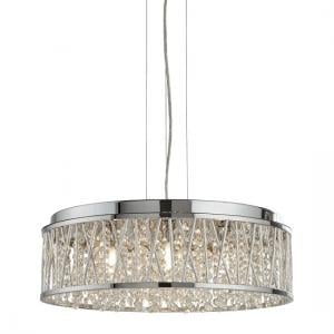 Elise Chrome Ceiling Flush pendant In Clear Crystal Drops