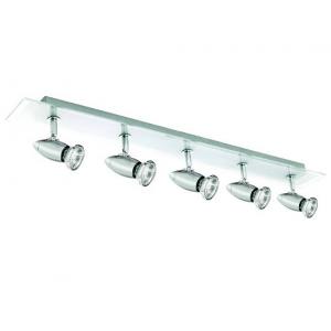 Saturn Swivel Five Lamp Spotlight With Frosted Glass Backplat