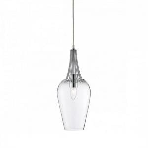 Whisk Chrome Trim Pendant Lamp And Grey Ceiling Suspension