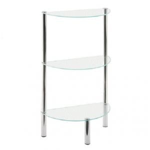 3 Tier Display Stand unit In Half Moon Glass With Chrome Tube