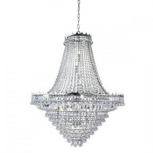 Versailles Chrome 19 Light Chandelier Trimmed With Crystal