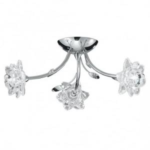 Bellis Chrome Three Light Fitting With Clear Flower Glass