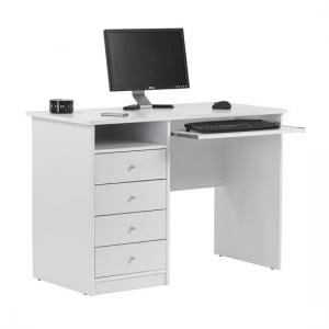 Mount Computer Desk In White With Four Drawers