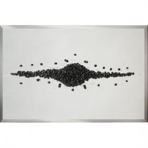 Lara Glass Wall Art Rectangular In Silver With Black Cluster