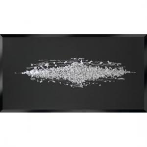 Katie Glass Wall Art In Black With Silver Glitter Clusters