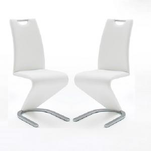 Amado Z Dining Chair In White Faux Leather in A Pair
