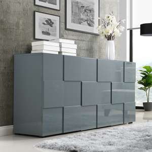 Astra Modern Sideboard In Grey High Gloss With 3 Doors
