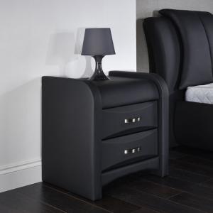 Bedside Tables Cabinets Furniture In Fashion Azari Bedside Cabinet In Black Faux Leather With 2 Drawers