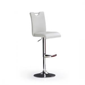 Bardo White Bar Stool In Faux Leather With Round Chrome Base