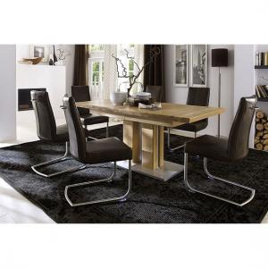 Bari Extendable Solid Oak Dining Table With 6 Flair Chairs