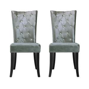 Belfast Dining Chair In Crushed Silver Velvet in A Pair