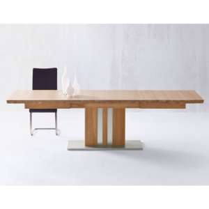 Bolzano Extendable Dining Table In Solid Oak With Steel Base