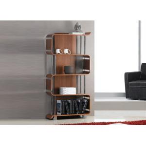 Herning Wooden Bookshelf In Real Walnut Veneer With Chrome Tubes