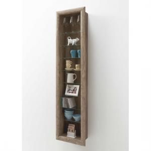 Bora9 Wall Mounted Display Stand In Wild Oak With 8 Glass Shelf