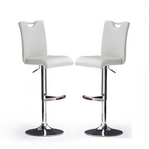 Bardo Bar Stools In White Faux Leather in A Pair