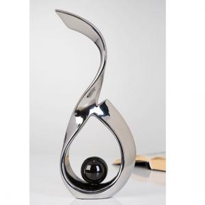 Black Ball Sculpture In Ceramic Silver